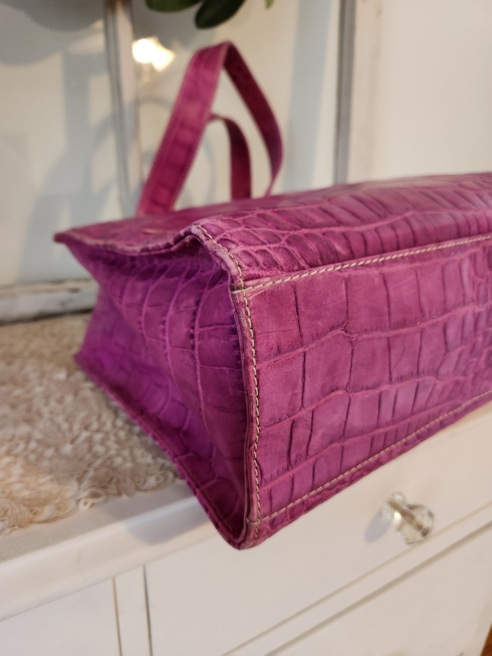 Dooney & Bourke Pink Croc-Embossed Tote Bag - Picture 10 of 12